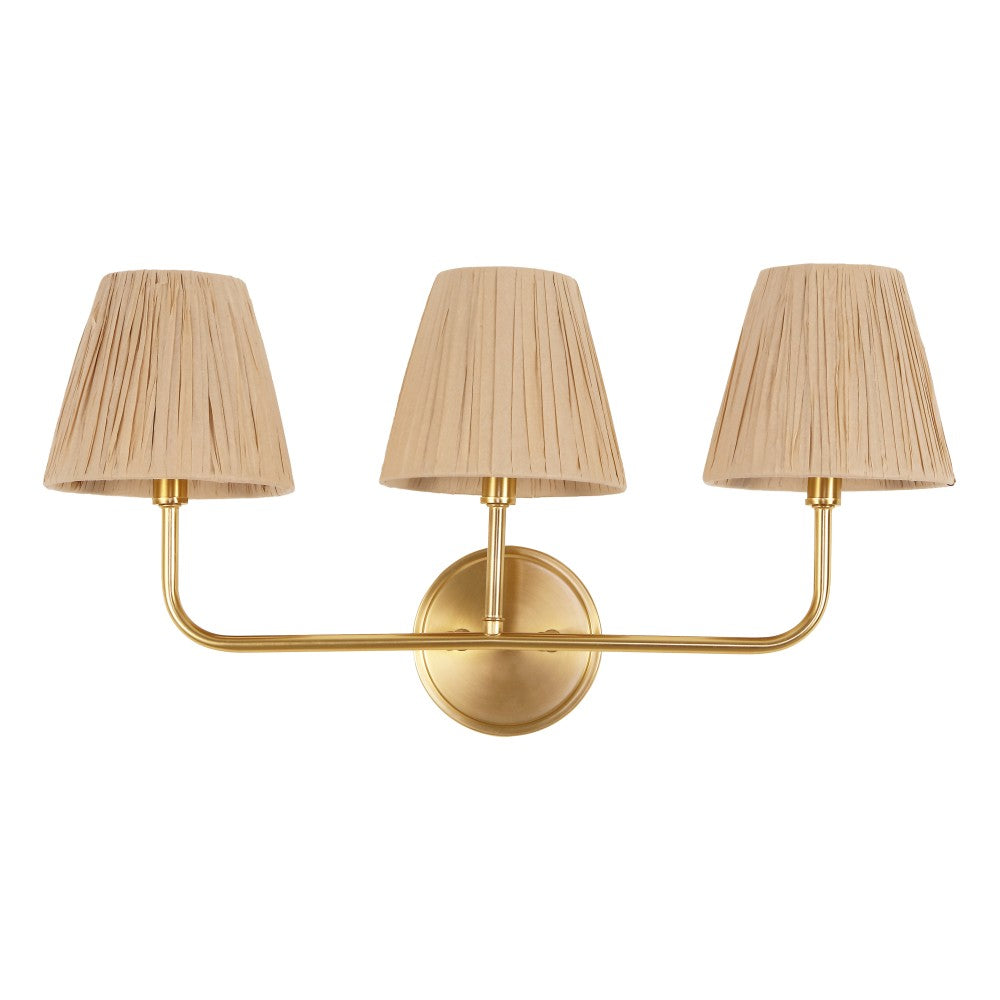 Malaya Bohemian Coastal Metal Pleated Paper Shade LED Vanity Light