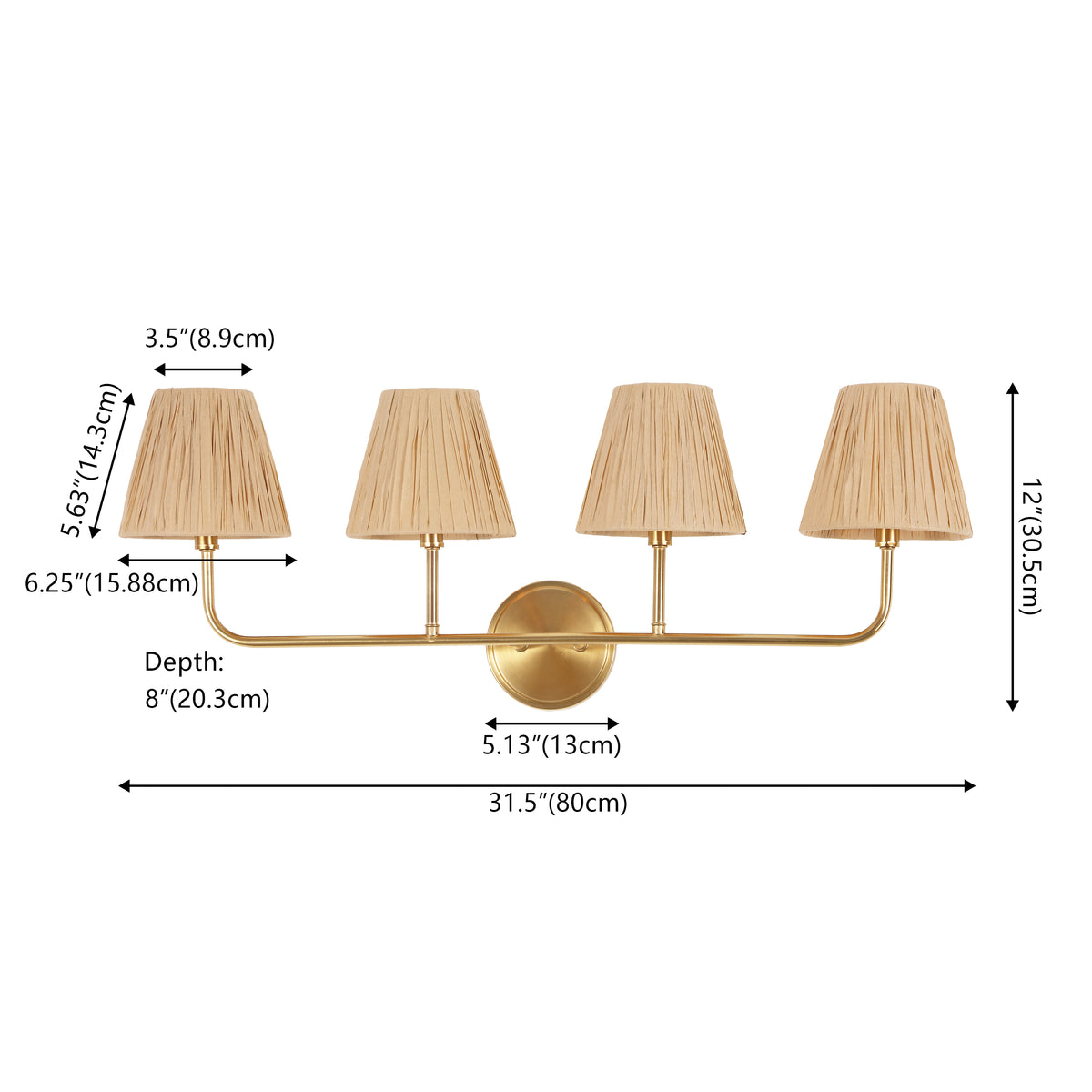 Malaya Bohemian Coastal Metal Pleated Paper Shade LED Vanity Light