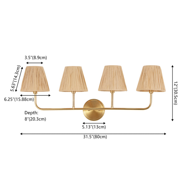 Dimension Image Beige/Brass Gold / 4 Sockets