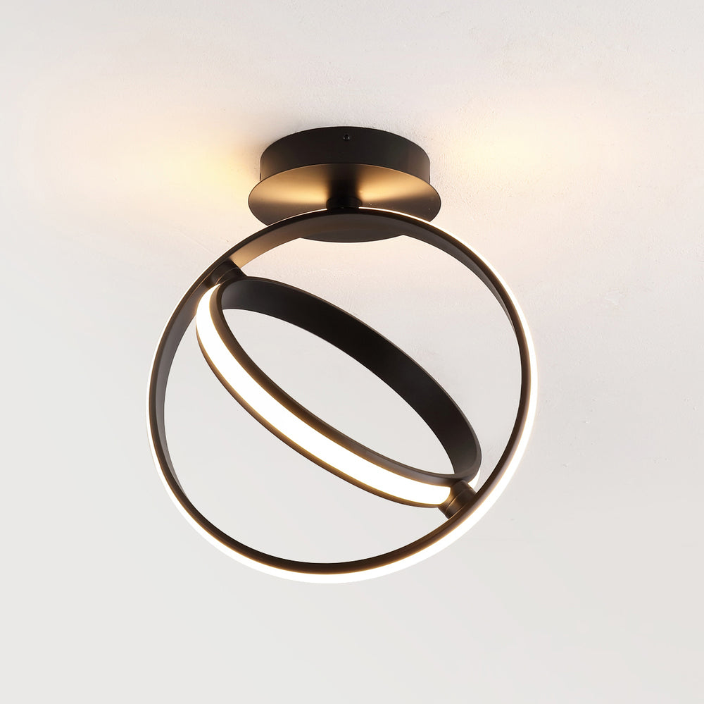 Nicole Modern Minimalist Aluminum Ring Integrated LED Semi Flush Mount
