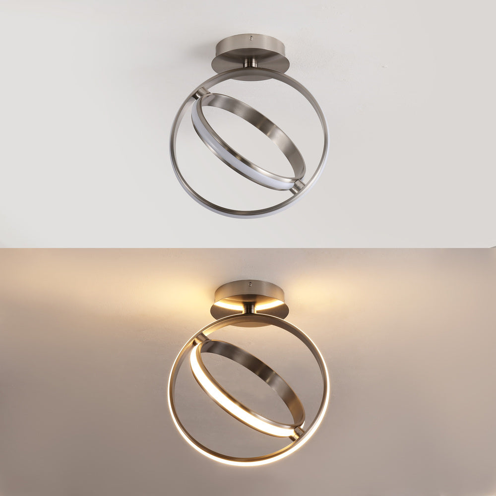 Nicole Modern Minimalist Aluminum Ring Integrated LED Semi Flush Mount