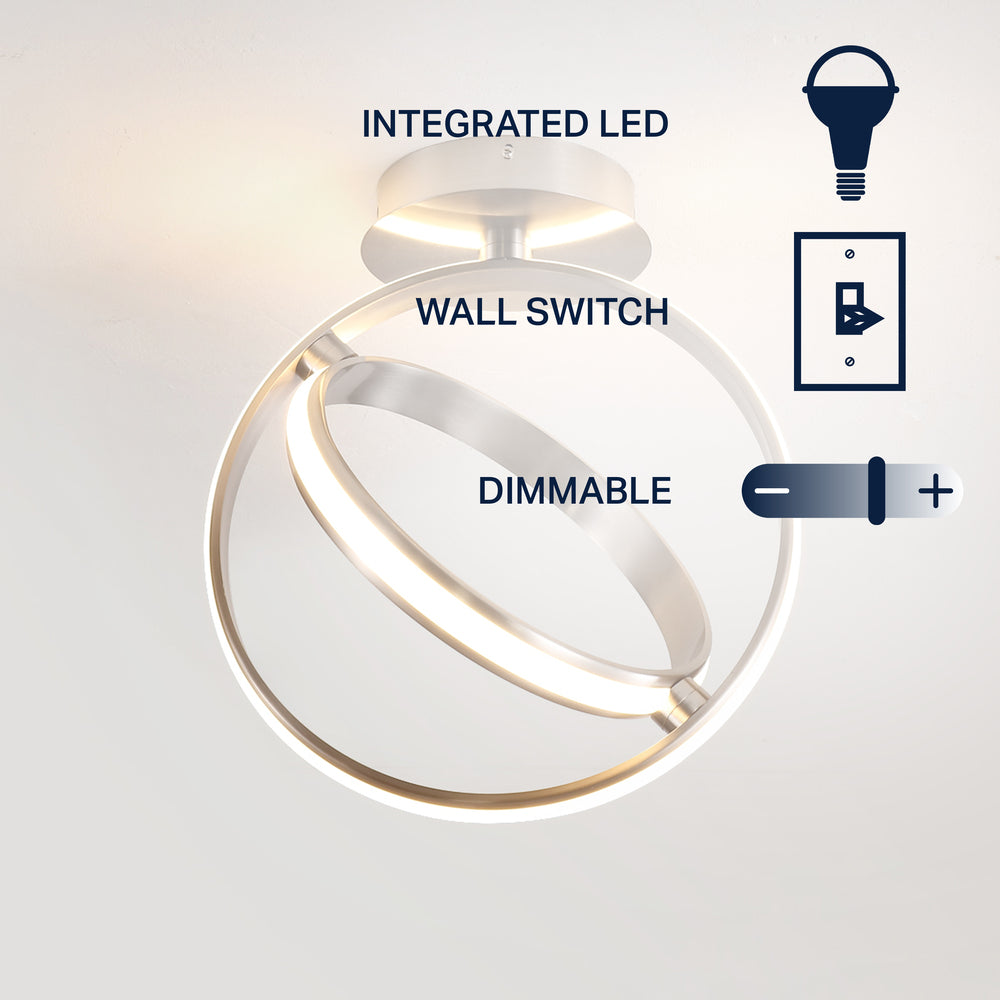 Nicole Modern Minimalist Aluminum Ring Integrated LED Semi Flush Mount