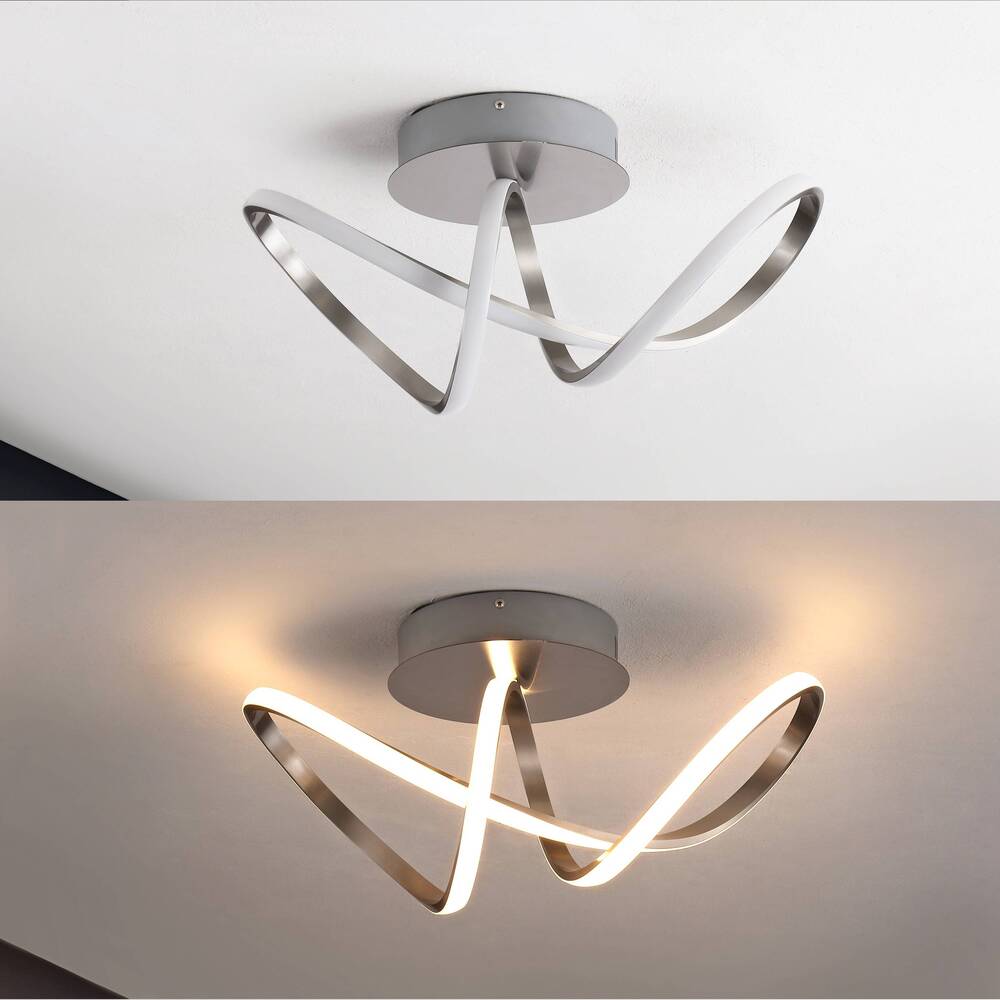 Chantelle 19.5" Modern Minimalist Aluminum Loop Integrated LED Semi Flush Mount