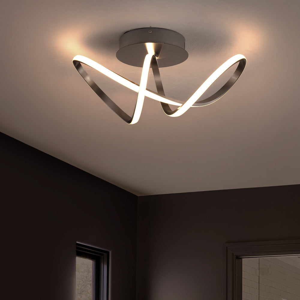 Chantelle 19.5" Modern Minimalist Aluminum Loop Integrated LED Semi Flush Mount