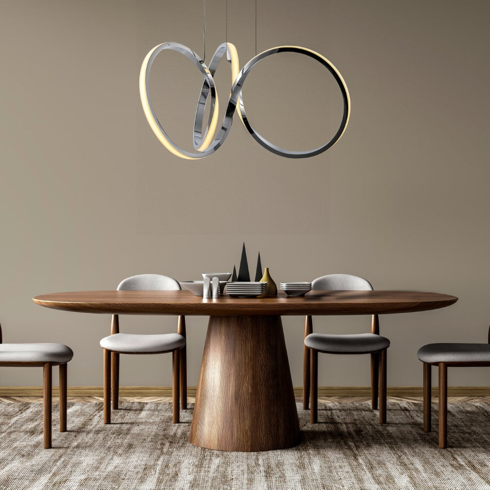 Mikeru 24" 1-Light Contemporary Minimalist Aluminum Ribbon Integrated LED Pendant