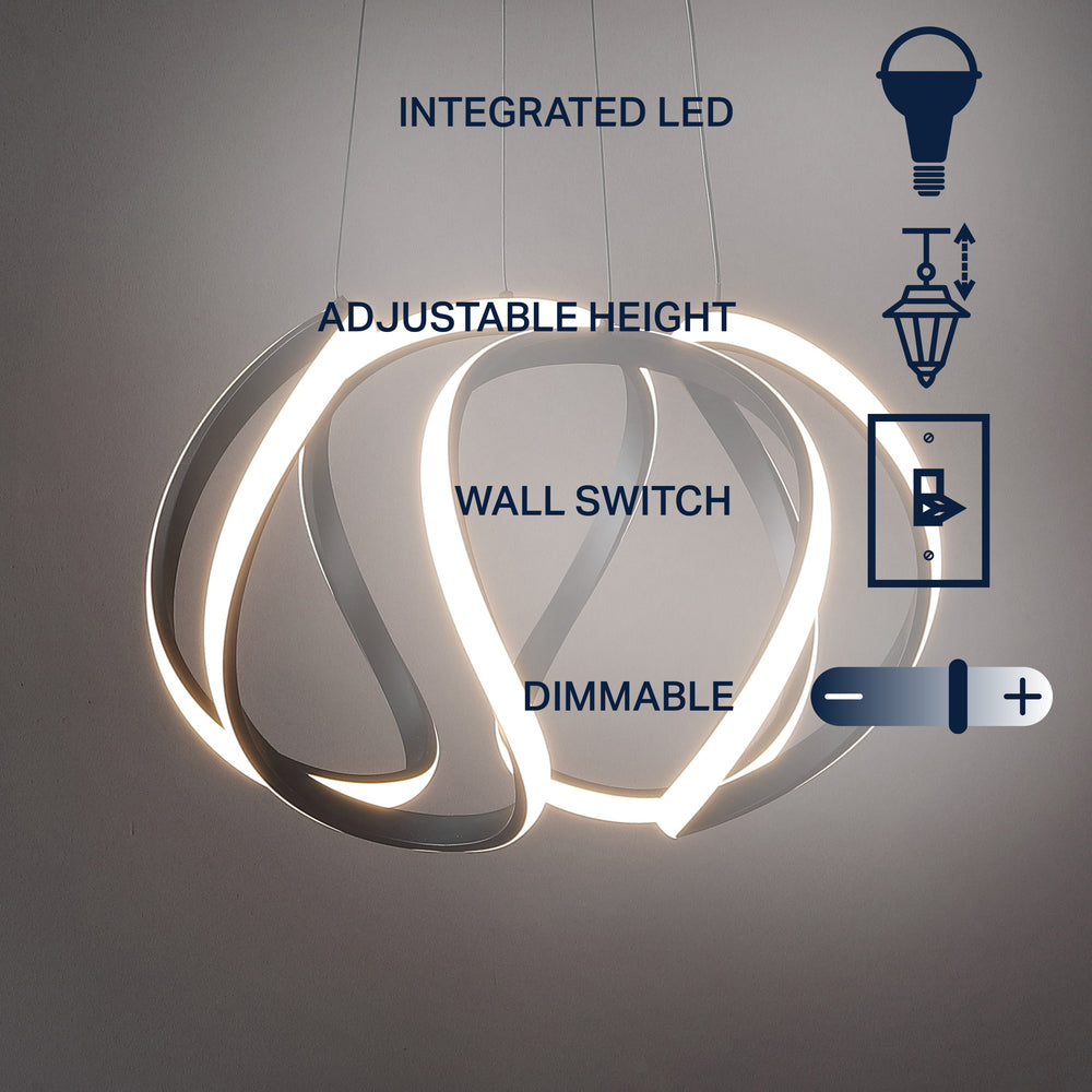 Euphoria 18.5" Contemporary Designer Aluminum/Iron Scribble Integrated LED Pendant Light