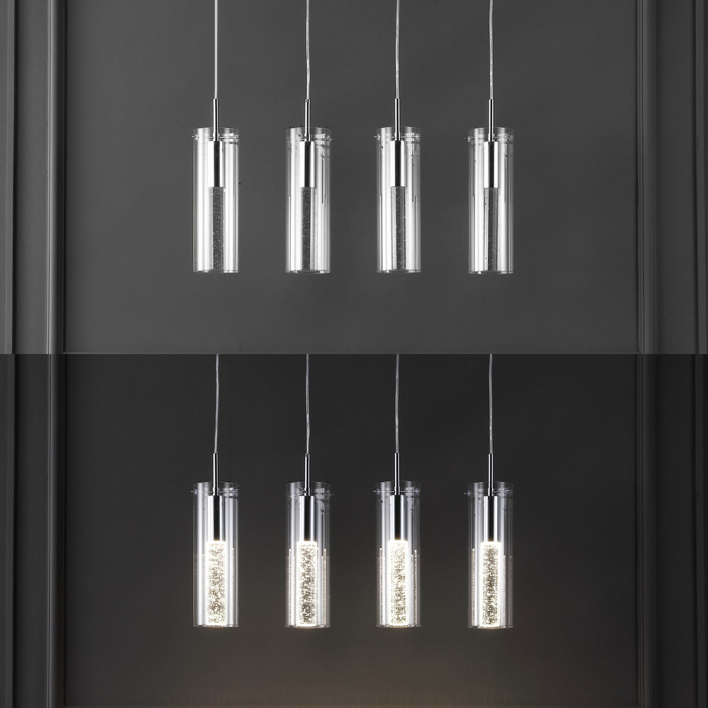 Mium Modern Style Iron/Crystal/Glass Integrated LED Linear Pendant