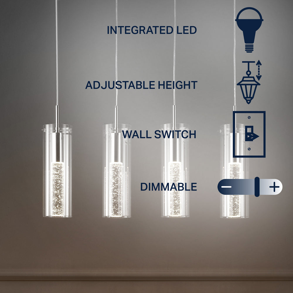 Mium Modern Style Iron/Crystal/Glass Integrated LED Linear Pendant