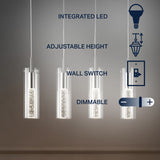 Mium Modern Style Iron/Crystal/Glass Integrated LED Linear Pendant
