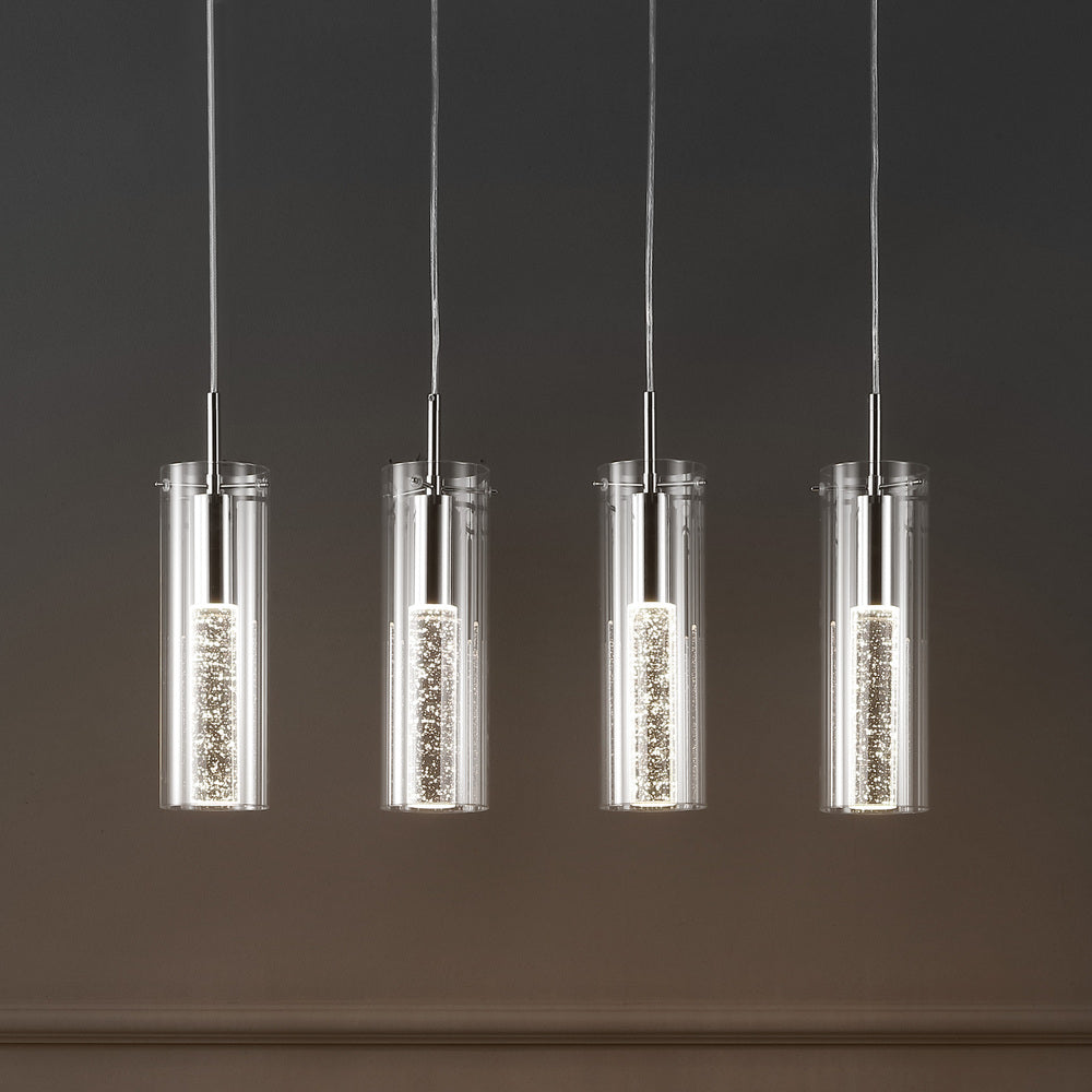 Mium Modern Style Iron/Crystal/Glass Integrated LED Linear Pendant