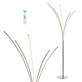 Clay 71" Modern Minimalist Metal 5-Branch Arc Dimmable Integrated LED Floor Lamp