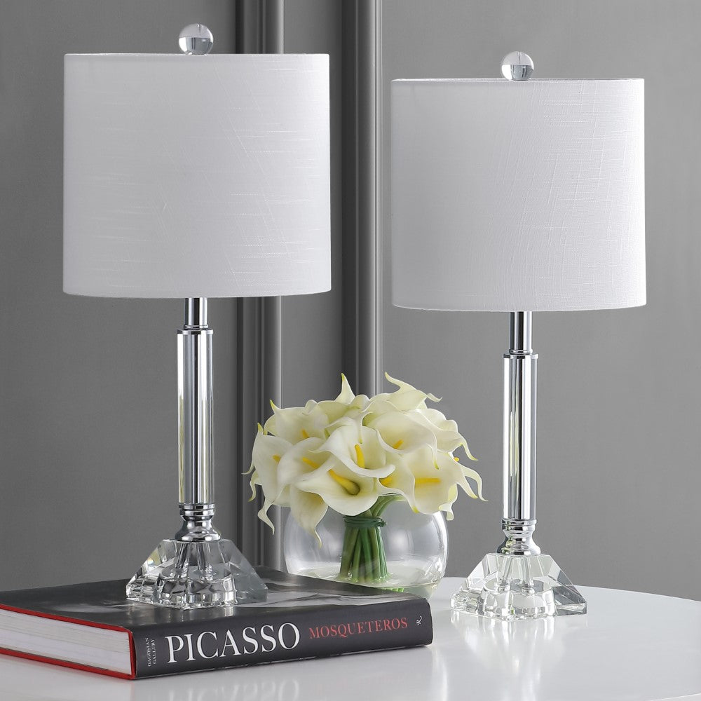 Okarito 19.5" Crystal Column/Metal LED Table Lamp Set 2