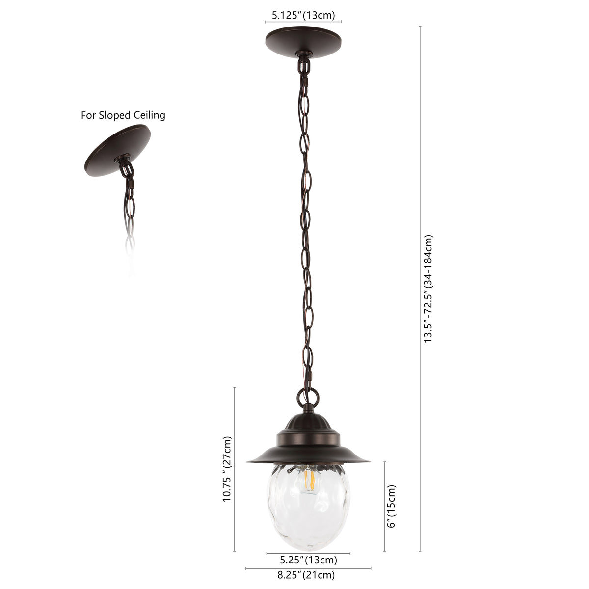 Pure 8.25" Farmhouse Industrial Iron/Glass Outdoor LED Pendant