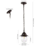 Pure 8.25" Farmhouse Industrial Iron/Glass Outdoor LED Pendant
