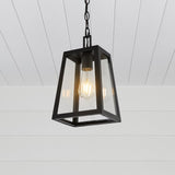nordic 6.75" Farmhouse Industrial Iron/Glass Outdoor LED Pendant
