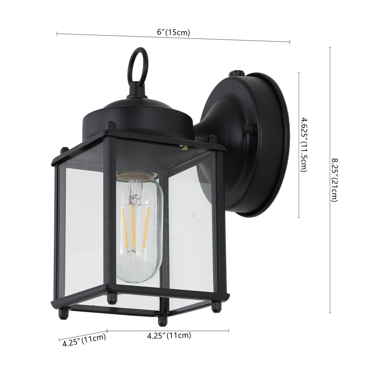Globe 4.25" Farmhouse Industrial Iron/Glass Outdoor LED Sconce Set 2