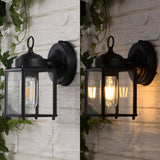 Globe 4.25" Farmhouse Industrial Iron/Glass Outdoor LED Sconce Set 2
