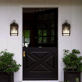 Globe 4.25" Farmhouse Industrial Iron/Glass Outdoor LED Sconce Set 2