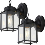 Globe 4.25" Farmhouse Industrial Iron/Glass Outdoor LED Sconce Set 2