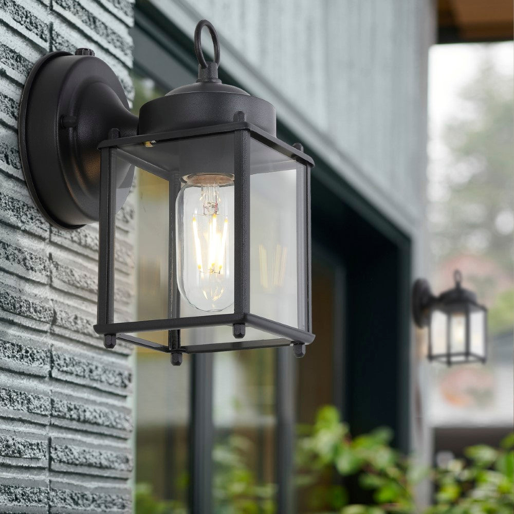 Globe 4.25" Farmhouse Industrial Iron/Glass Outdoor LED Sconce Set 2