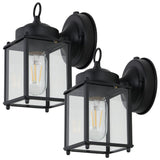 Globe 4.25" Farmhouse Industrial Iron/Glass Outdoor LED Sconce Set 2