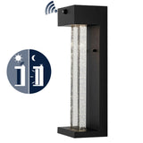 Turbo 5.13" Modern Industrial Iron/Glass Seeded Glass with Dusk-to-Dawn Sensor Integrated LED Outdoor Sconce