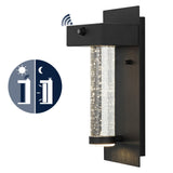 Tremillo 5.5" Minimalist Industrial Iron/Glass Seeded Glass with Dusk-to-Dawn Sensor Integrated LED Outdoor Sconce