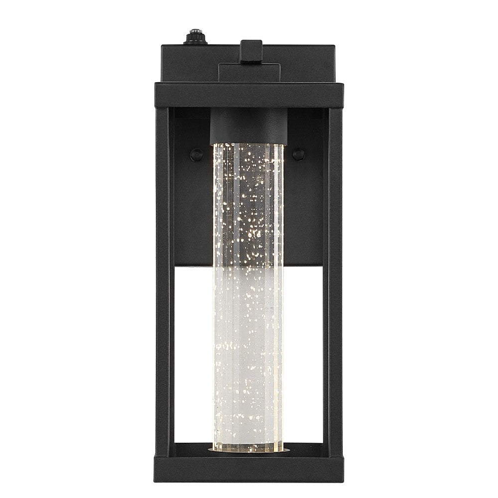Shoji 4.75" Industrial Vintage Iron/Glass Seeded Glass with Dusk-to-Dawn Sensor Integrated LED Outdoor Sconce