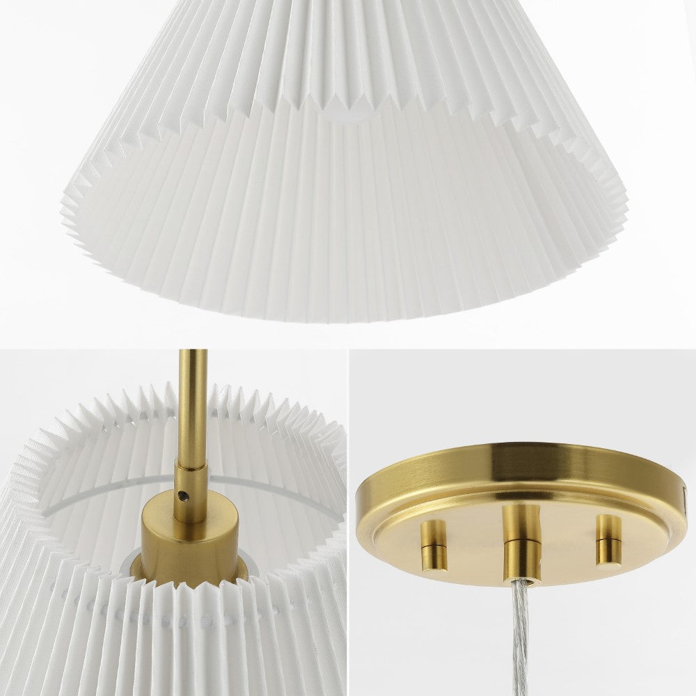Savoy 14.25" 1-Light Classic French Country Iron LED Pendant with Pleated Shade