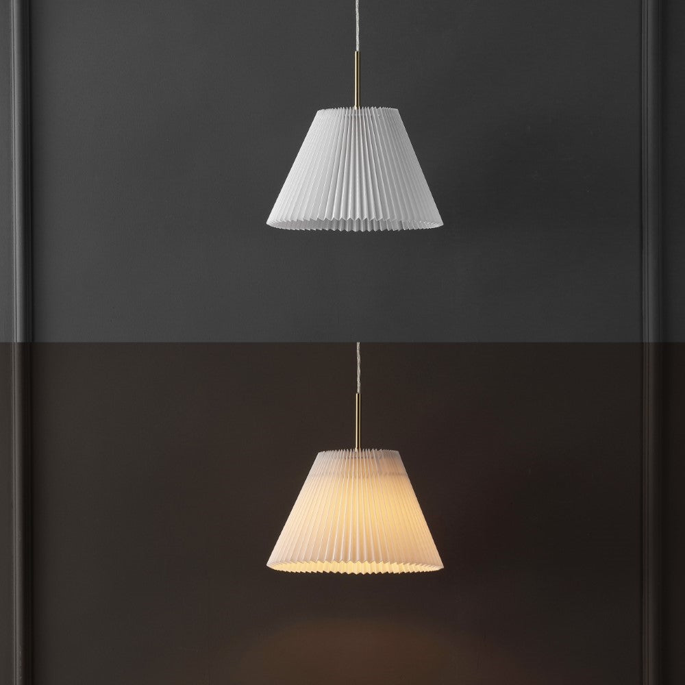 Savoy 14.25" 1-Light Classic French Country Iron LED Pendant with Pleated Shade