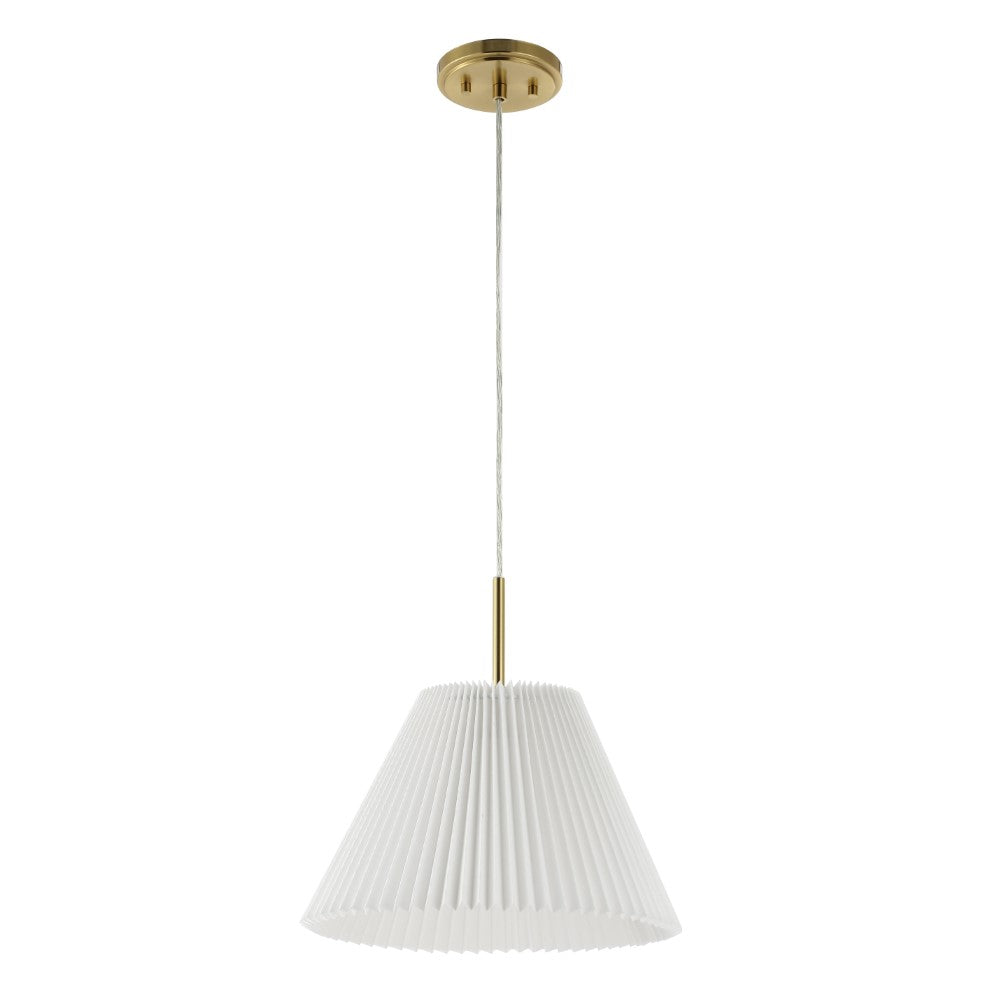 Savoy 14.25" 1-Light Classic French Country Iron LED Pendant with Pleated Shade