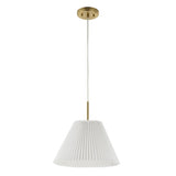 Savoy 14.25" 1-Light Classic French Country Iron LED Pendant with Pleated Shade