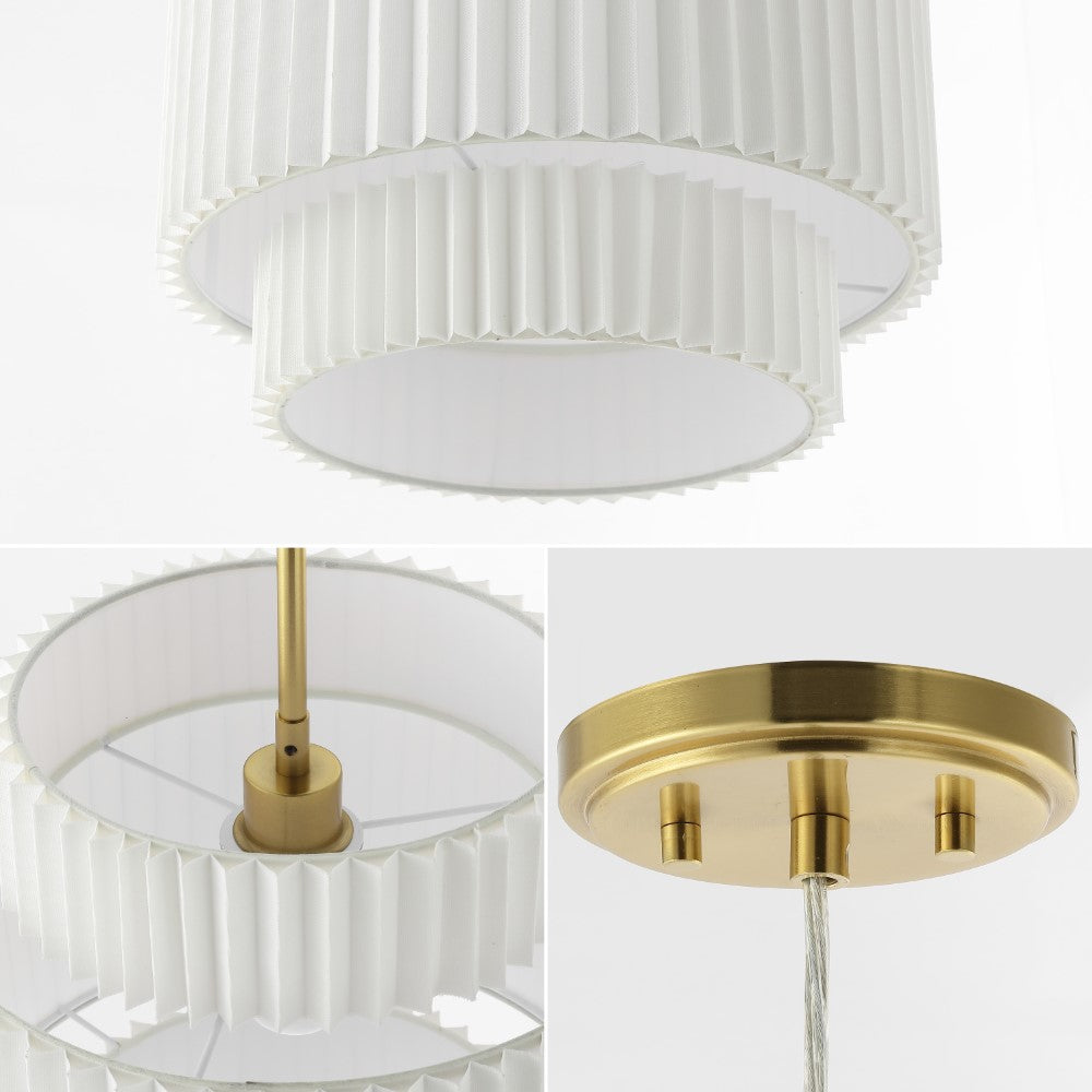 Aiden 14.5" 1-Light Vintage Mid-Century Iron LED Pendant with Pleated Shade