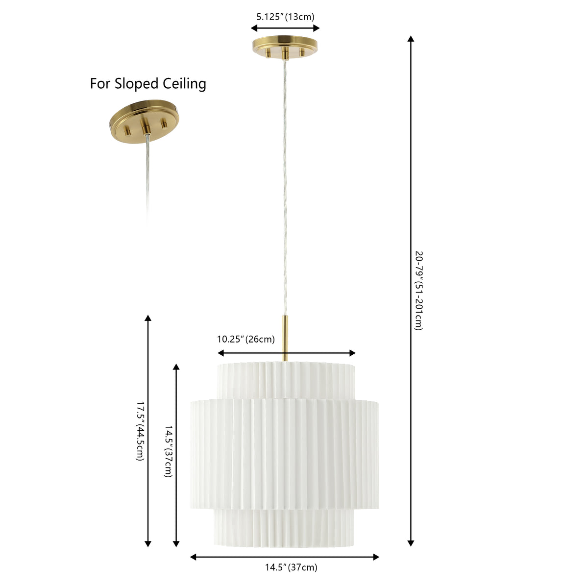 Aiden 14.5" 1-Light Vintage Mid-Century Iron LED Pendant with Pleated Shade