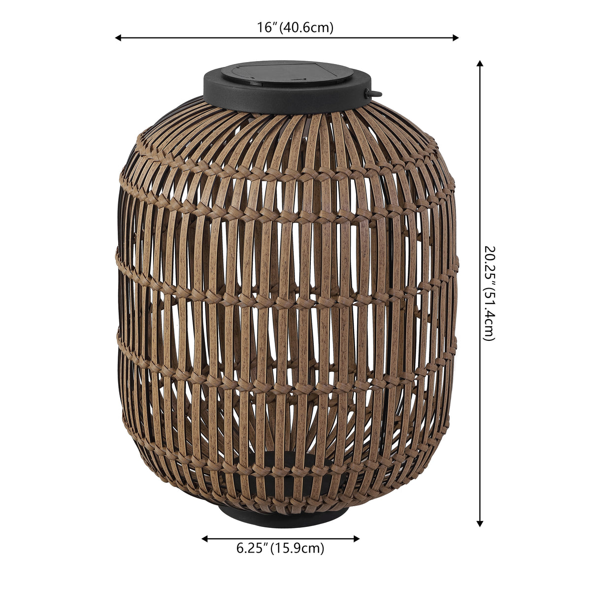 Star 20.5" Modern Global Faux Rattan Integrated Indoor/Outdoor LED Solar Powered Lantern