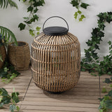 Star 20.5" Modern Global Faux Rattan Integrated Indoor/Outdoor LED Solar Powered Lantern