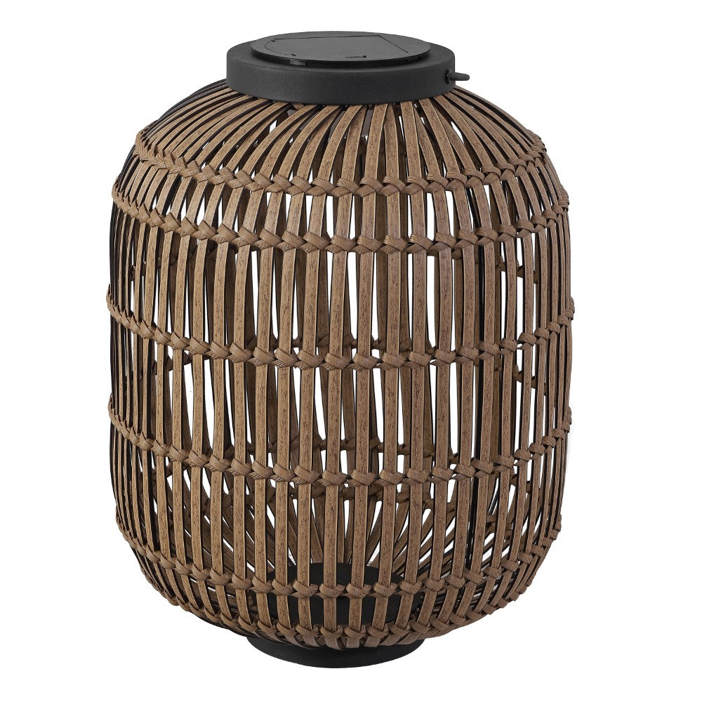 Star 20.5" Modern Global Faux Rattan Integrated Indoor/Outdoor LED Solar Powered Lantern