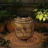 Star 20.5" Modern Global Faux Rattan Integrated Indoor/Outdoor LED Solar Powered Lantern