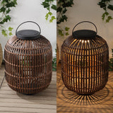 Star 20.5" Modern Global Faux Rattan Integrated Indoor/Outdoor LED Solar Powered Lantern