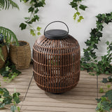 Star 20.5" Modern Global Faux Rattan Integrated Indoor/Outdoor LED Solar Powered Lantern