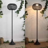Strait 58" Modern Coastal Faux Rattan Integrated Indoor/Outdoor LED Solar Powered Floor Lamp