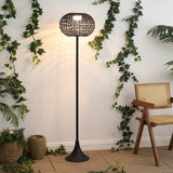 Strait 58" Modern Coastal Faux Rattan Integrated Indoor/Outdoor LED Solar Powered Floor Lamp