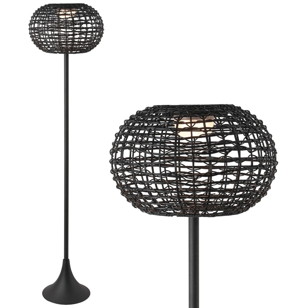 Strait 58" Modern Coastal Faux Rattan Integrated Indoor/Outdoor LED Solar Powered Floor Lamp