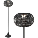 Strait 58" Modern Coastal Faux Rattan Integrated Indoor/Outdoor LED Solar Powered Floor Lamp