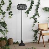 Strait 58" Modern Coastal Faux Rattan Integrated Indoor/Outdoor LED Solar Powered Floor Lamp