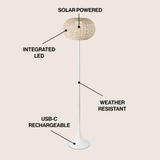 Strait 58" Modern Coastal Faux Rattan Integrated Indoor/Outdoor LED Solar Powered Floor Lamp