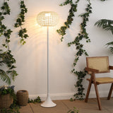Strait 58" Modern Coastal Faux Rattan Integrated Indoor/Outdoor LED Solar Powered Floor Lamp