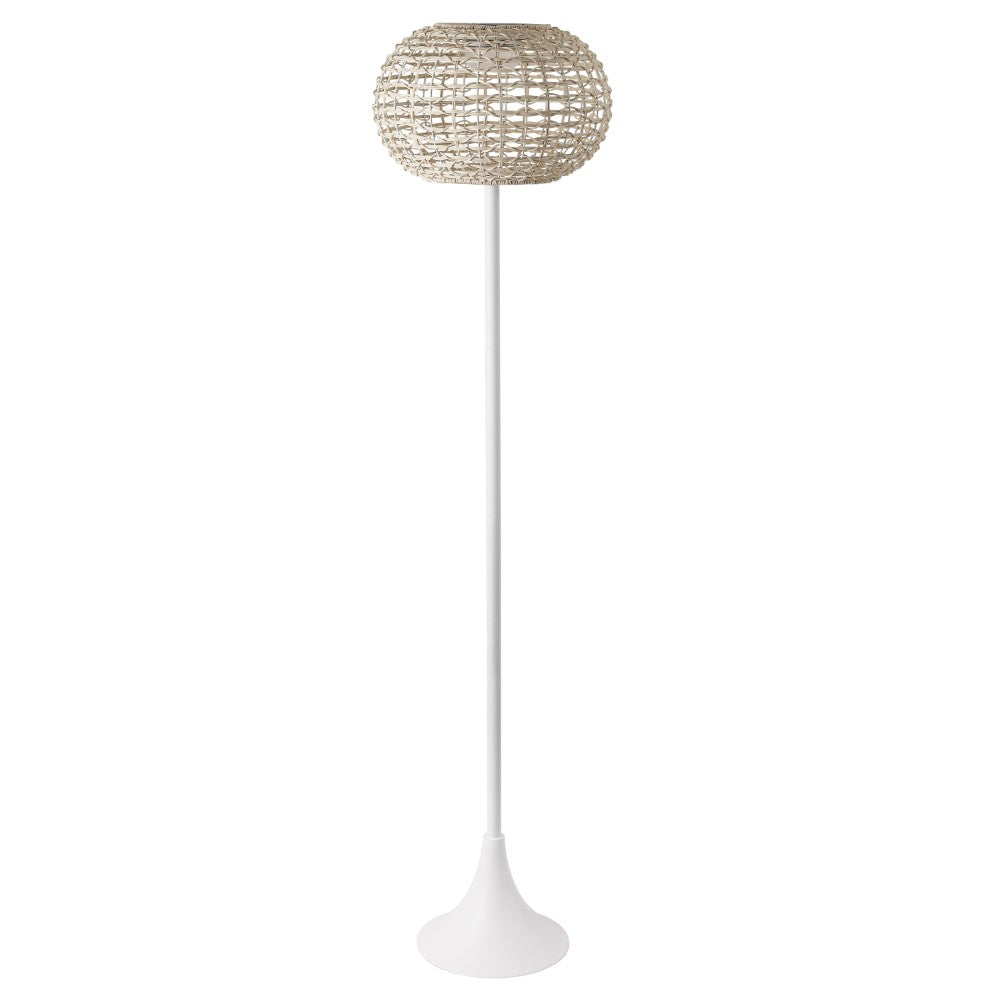 Strait 58" Modern Coastal Faux Rattan Integrated Indoor/Outdoor LED Solar Powered Floor Lamp