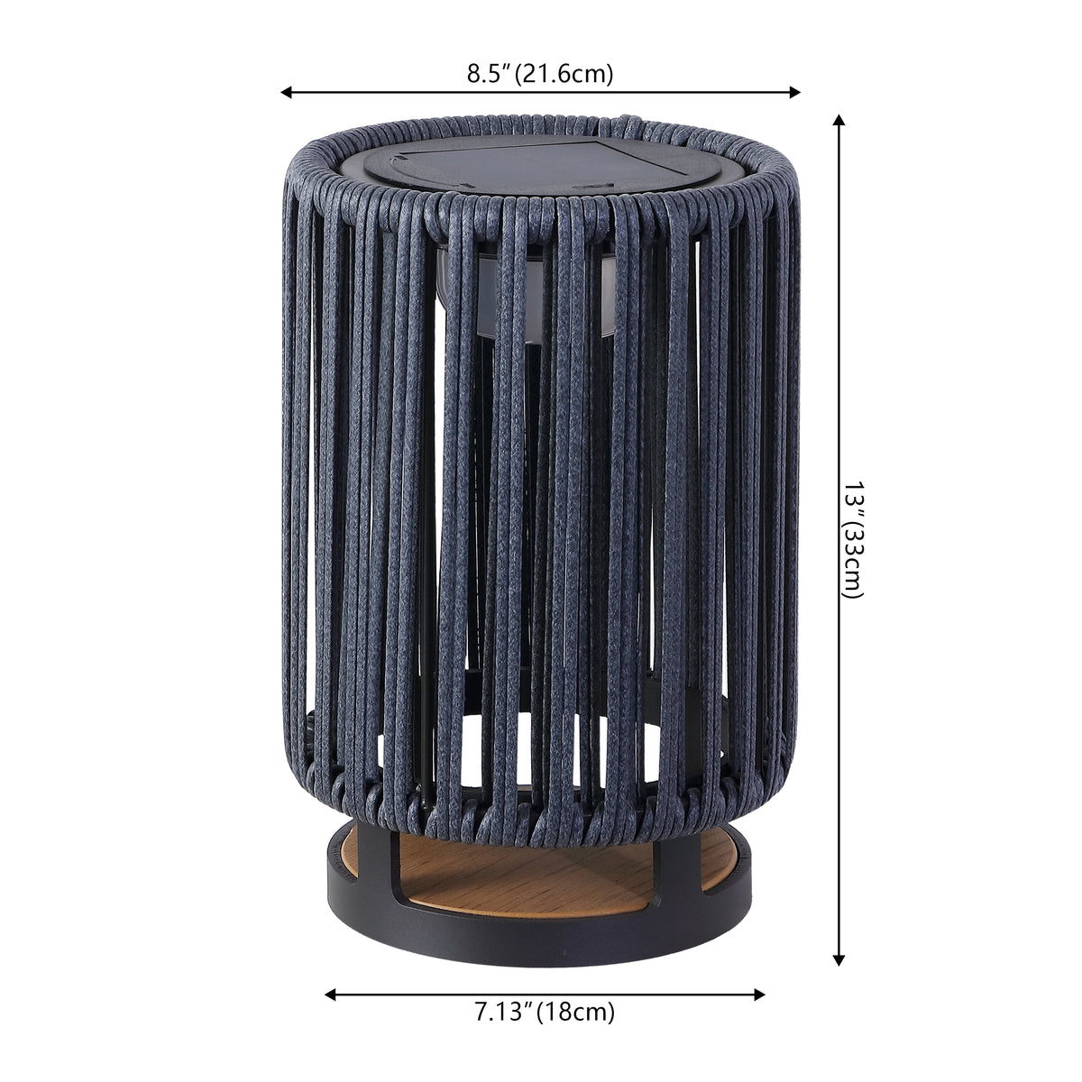 Billowy Modern Minimalist Faux Rattan Integrated Indoor/Outdoor LED Solar Powered Lantern
