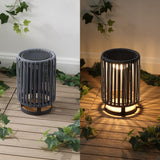 Billowy Modern Minimalist Faux Rattan Integrated Indoor/Outdoor LED Solar Powered Lantern